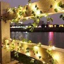 Ethereal Vine Wonderland: Premium Faux Rattan Garland with LED Illuminated Leaves