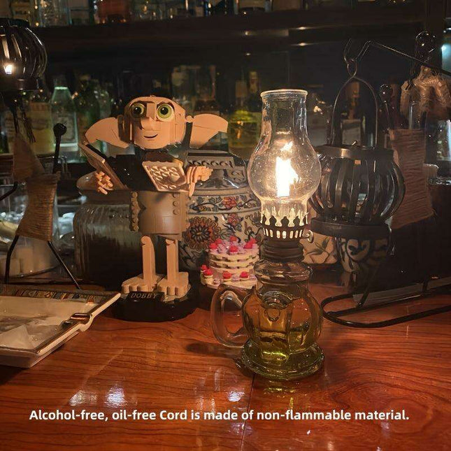 2-Pack Vintage Glass Kerosene Lanterns - Classic Oil Lamps for Ambient Tabletop Lighting