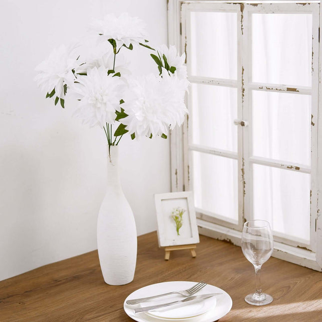AliKopy 2 Bouquets 20" White Silk Dahlia Flower Sprays - Realistic & D