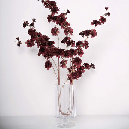 AliKopy 42" Tall Burgundy Artificial Silk Carnation Flower Stems - 2 B
