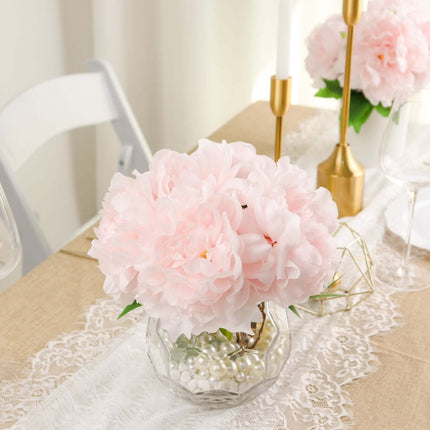 AliKopy 17" Blush Artificial Silk Peony Bouquets - Real Touch, 2 Pack