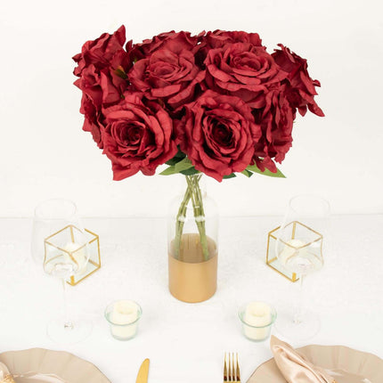 AliKopy 17" Burgundy Jumbo Silk Rose Bouquet - Premium Quality Floral