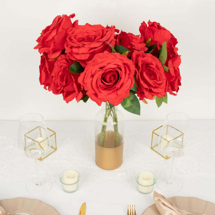 AliKopy 17" Red Premium Silk Jumbo Rose Bouquet - High Quality, Weddin