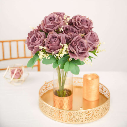 AliKopy 18" Real Touch Dusty Rose Artificial Flower Bouquet, Silk Stem