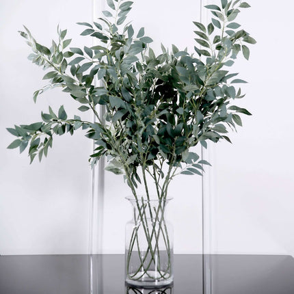 AliKopy 42" Tall Frosted Green Beech Leaf Branches - Faux Plant Stem F