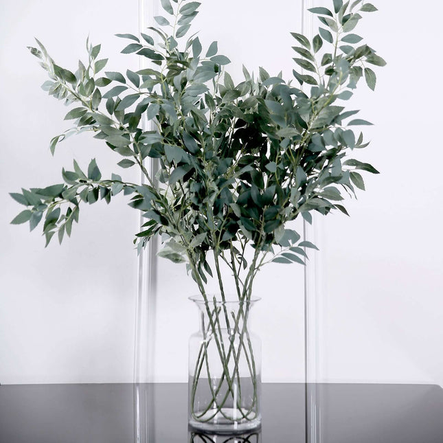 AliKopy 42" Tall Frosted Green Beech Leaf Branches - Faux Plant Stem F