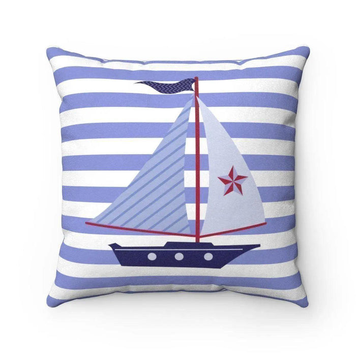 Reversible Decorative Pillowcase with Dual-Sided Faux Suede Nautical Design and Insert Included