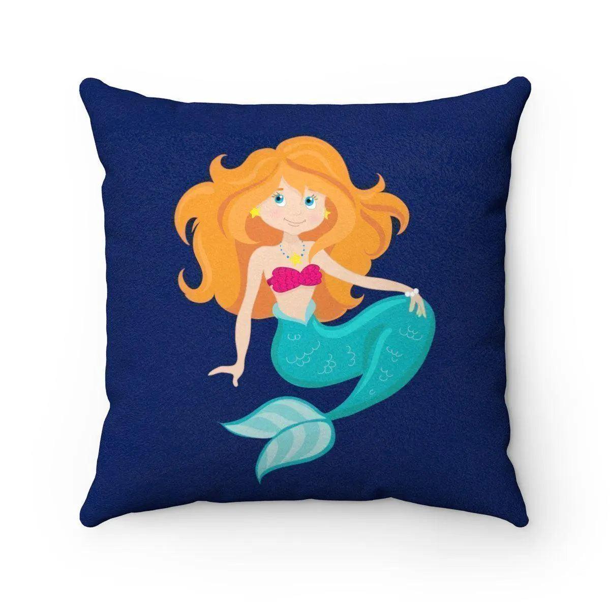 Dual-Sided Faux Suede Mermaid Seahorse Pillow with Insert