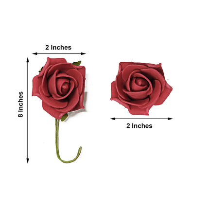 AliKopy 24 Red Foam Roses with Stem Wire and Realistic Leaves