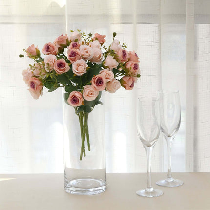 AliKopy 2 Pack 12" Blush Artificial Rose Bouquets - Realistic Faux Flo