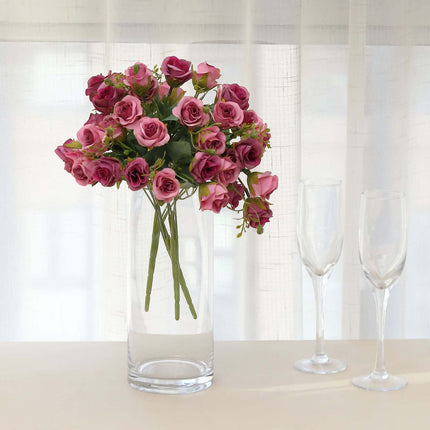 AliKopy 2 Pack 12" Dusty Rose Faux Open Rose Bouquets, Realistic Desig