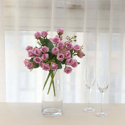 AliKopy 2 Pack 12" Lavender Lilac Faux Rose Bouquets - Realistic Desig