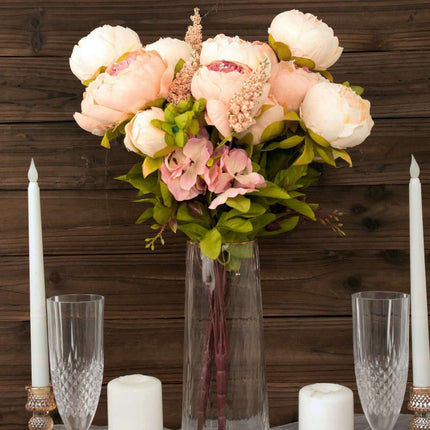 AliKopy 2 Pack 19" Cream Blush Peony Wedding Bouquets - Faux Silk, Ele