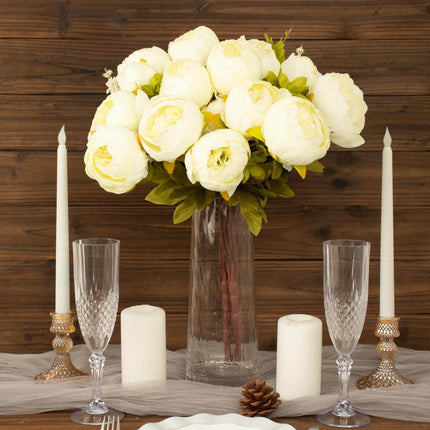AliKopy 2 Pack 19" Ivory Artificial Peony Bouquets - Silk Arrangements