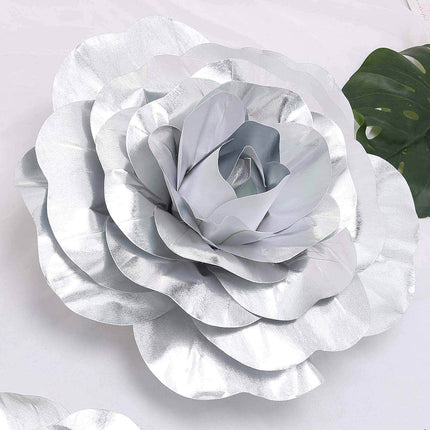 AliKopy 2 Pack 20" Large Silver Real Touch Foam Craft Roses - Durable