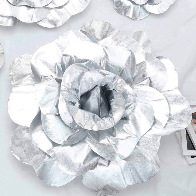 AliKopy 2 Pack 24" Large Silver Real Touch Foam DIY Craft Roses