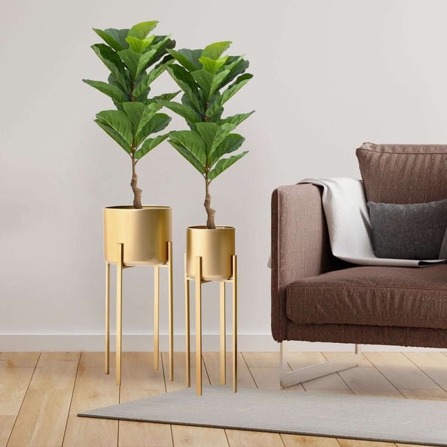 AliKopy 2 Pack 3ft Artificial Fiddle Leaf Fig Trees - Potted, Realisti