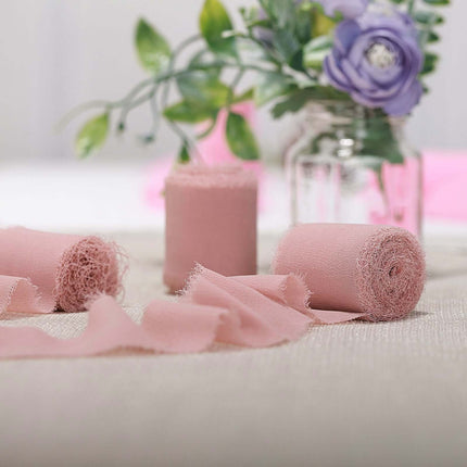 AliKopy 2 Pack Dusty Rose Silk-Like Chiffon Ribbon Roll - 6yd Each, Id