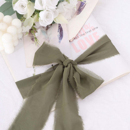 AliKopy 2 Pack Dusty Sage Green Silk-Like Chiffon Ribbon, 6 Yards Each