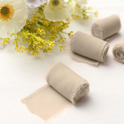 AliKopy 2 Pack 6 Yards Nude Silk-Like Chiffon Ribbon - Soft & Versatil
