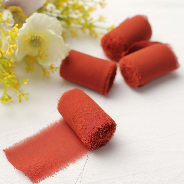 AliKopy 2 Pack Terracotta Silk-Like Chiffon Ribbon Roll, 6 Yards Each