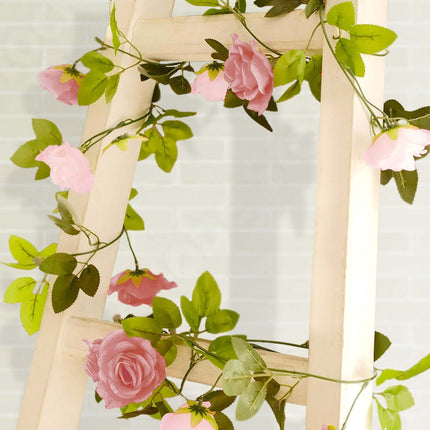 AliKopy 2 Pack 7ft Blush Dusty Rose Silk Flower Garland - 26 Flower He