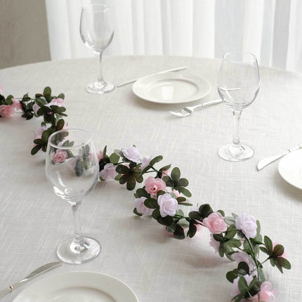 Très Elite 2 Pack 8ft Blush Dusty Rose Silk Flower Garland - 45 Flower