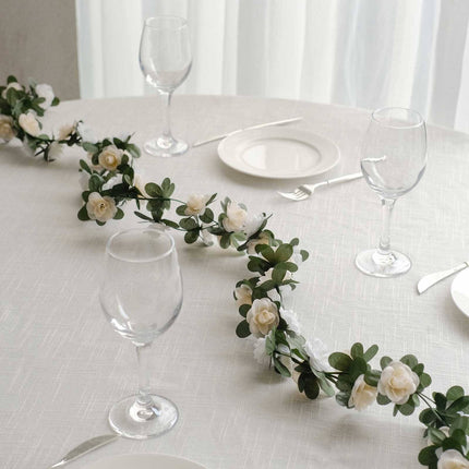 AliKopy 2 Pack 8ft Cream Ivory Mini Rose Flower Garland - 45 Flower He
