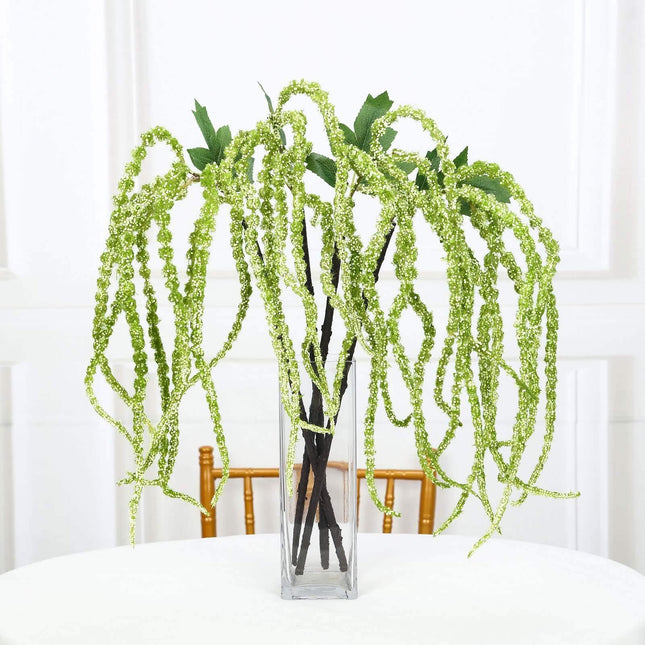 AliKopy 2 Pack 32" Green Artificial Amaranthus with Ivy Leaves