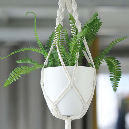 AliKopy 2-Pack 5.5" White Planter Pots with Macrame Holders