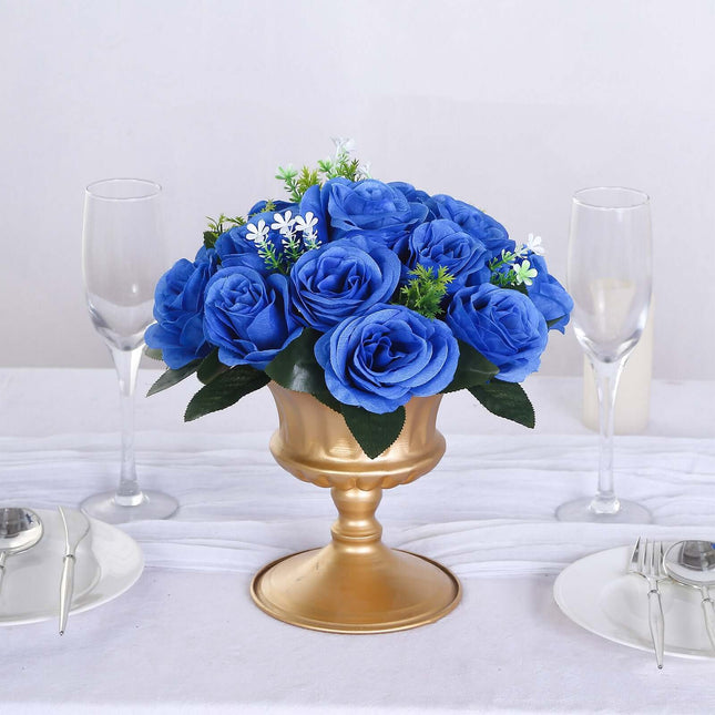 AliKopy 2 Pack Royal Blue Silk 15-Head Rose Flower Balls - 10" Centerp