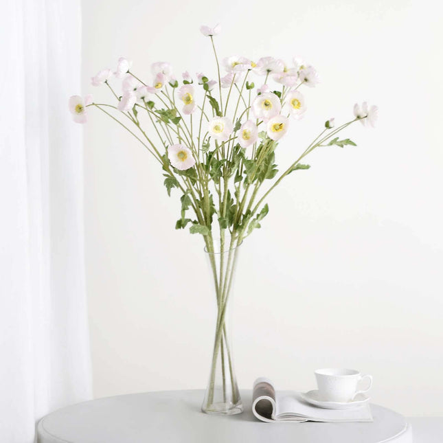 AliKopy 33" Blush Artificial Silk Poppy Bouquet - 2 Stems, Realistic L