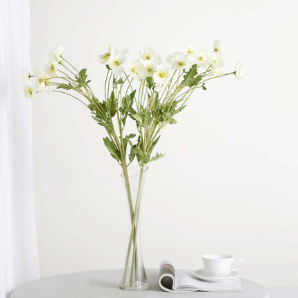 AliKopy 33" Ivory Silk Poppy Flower Bouquet - 2 Stems, Realistic Look