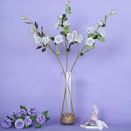 AliKopy 38" Tall Silver Artificial Silk Rose Bouquet - Elegant Decor