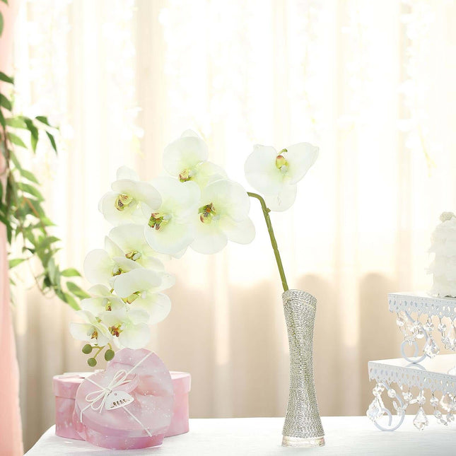 AliKopy 40" Tall Cream Artificial Silk Orchid Flower Bouquets - 2 Stem