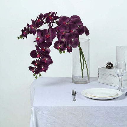 AliKopy 40" Tall Eggplant Silk Orchid Flower Bouquets - 2 Stems, Reali