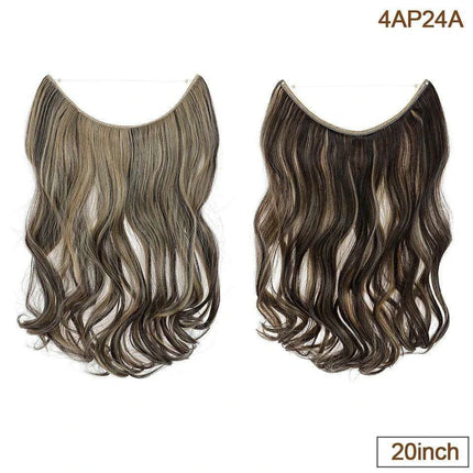 20-Inch Versatile Adjustable Invisible Wire Hair Extensions - Curly and Sleek Options - Très Elite