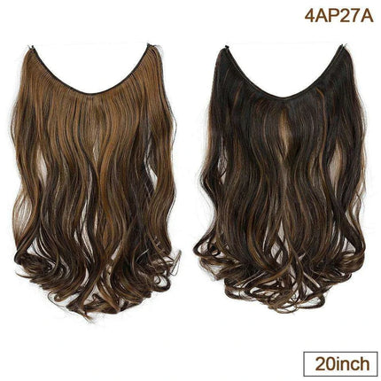 20-Inch Versatile Adjustable Invisible Wire Hair Extensions - Curly and Sleek Options - Très Elite