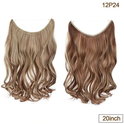 20-Inch Versatile Adjustable Invisible Wire Hair Extensions - Curly and Sleek Options - Très Elite