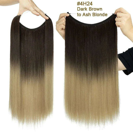20-Inch Versatile Adjustable Invisible Wire Hair Extensions - Curly and Sleek Options - Très Elite