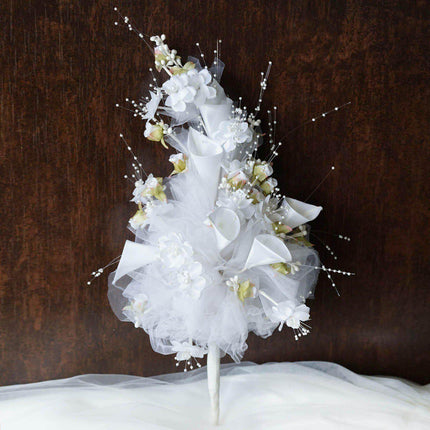 AliKopy 20" White Artificial Lily & Tulip Bridal Bouquet - Realistic D