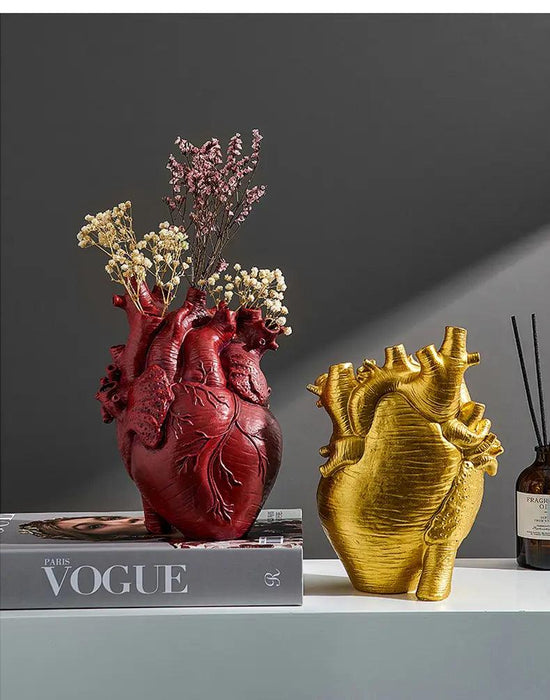 Anatomical Heart Resin Flower Vase - Unique Home Decor Accent