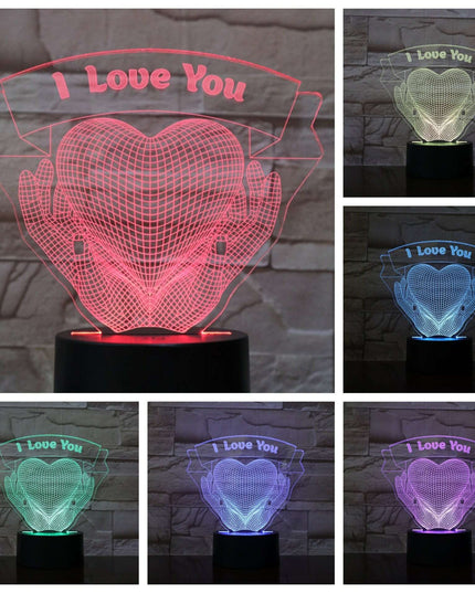 Valentines Day Gift Hands Holding Love 3D Night Light
