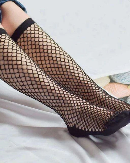 Chic Black Fishnet Long Tube Socks - Essential Summer Fashion Accessory for Women