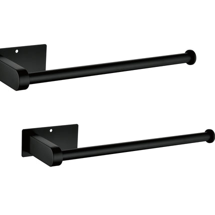 Room and Decor 2 Pack Wall Mount Paper Towel Holder, Matte Black, Self