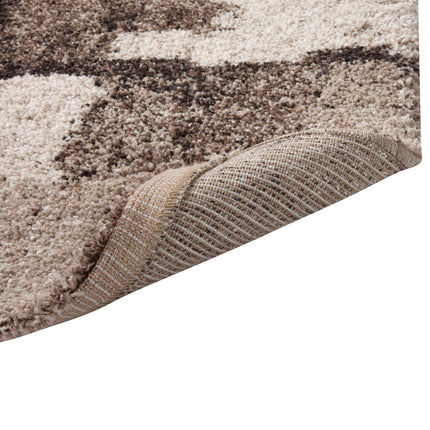 Room & Decor Chocolate Ivory Tan 8x10 Area Rug, Durable Olefin Materia