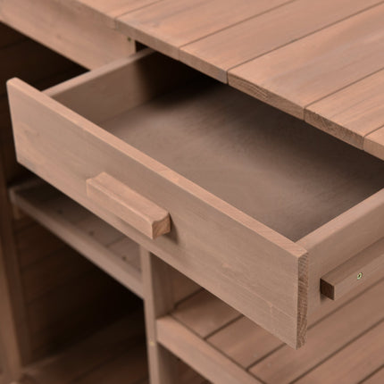 Room & Decor 66" Outdoor Farmhouse Wooden Potting Bench with Drawers &
