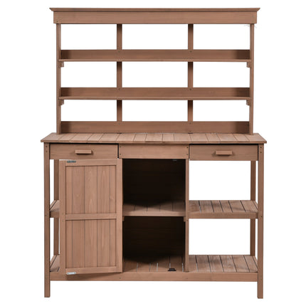 Room & Decor 66" Outdoor Farmhouse Wooden Potting Bench with Drawers &