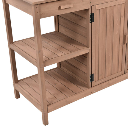 Room & Decor 66" Outdoor Farmhouse Wooden Potting Bench with Drawers &
