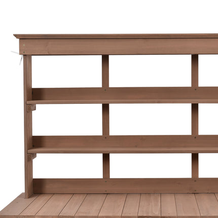 Room & Decor 66" Outdoor Farmhouse Wooden Potting Bench with Drawers &